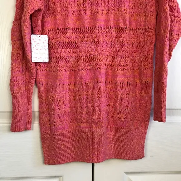 Free People Pink Hot Tropics V Neck Sweater