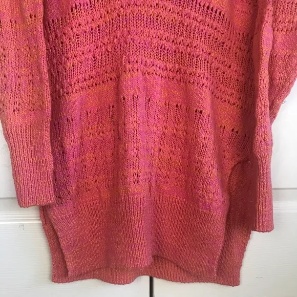 Free People Pink Hot Tropics V Neck Sweater