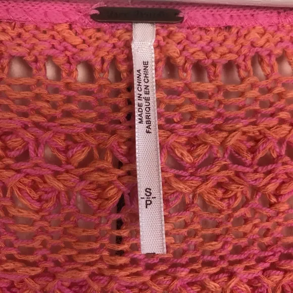 Free People Pink Hot Tropics V Neck Sweater