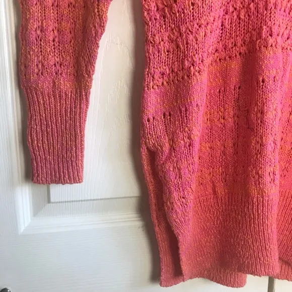 Free People Pink Hot Tropics V Neck Sweater