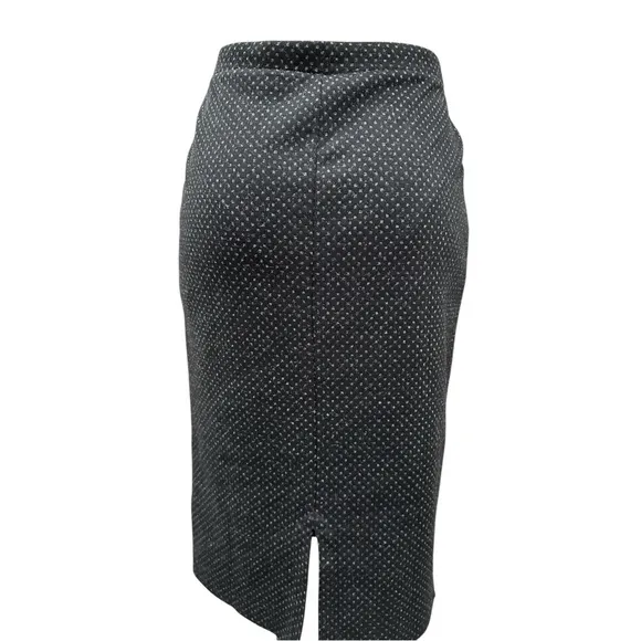 Free People Skirt Womens medium Black Gray Ludlow Midi Pencil Textured Dot Knit