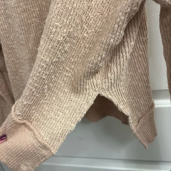 Free People We the Free M Tommy Turtleneck Sweater Neutral Bohemian Oversized