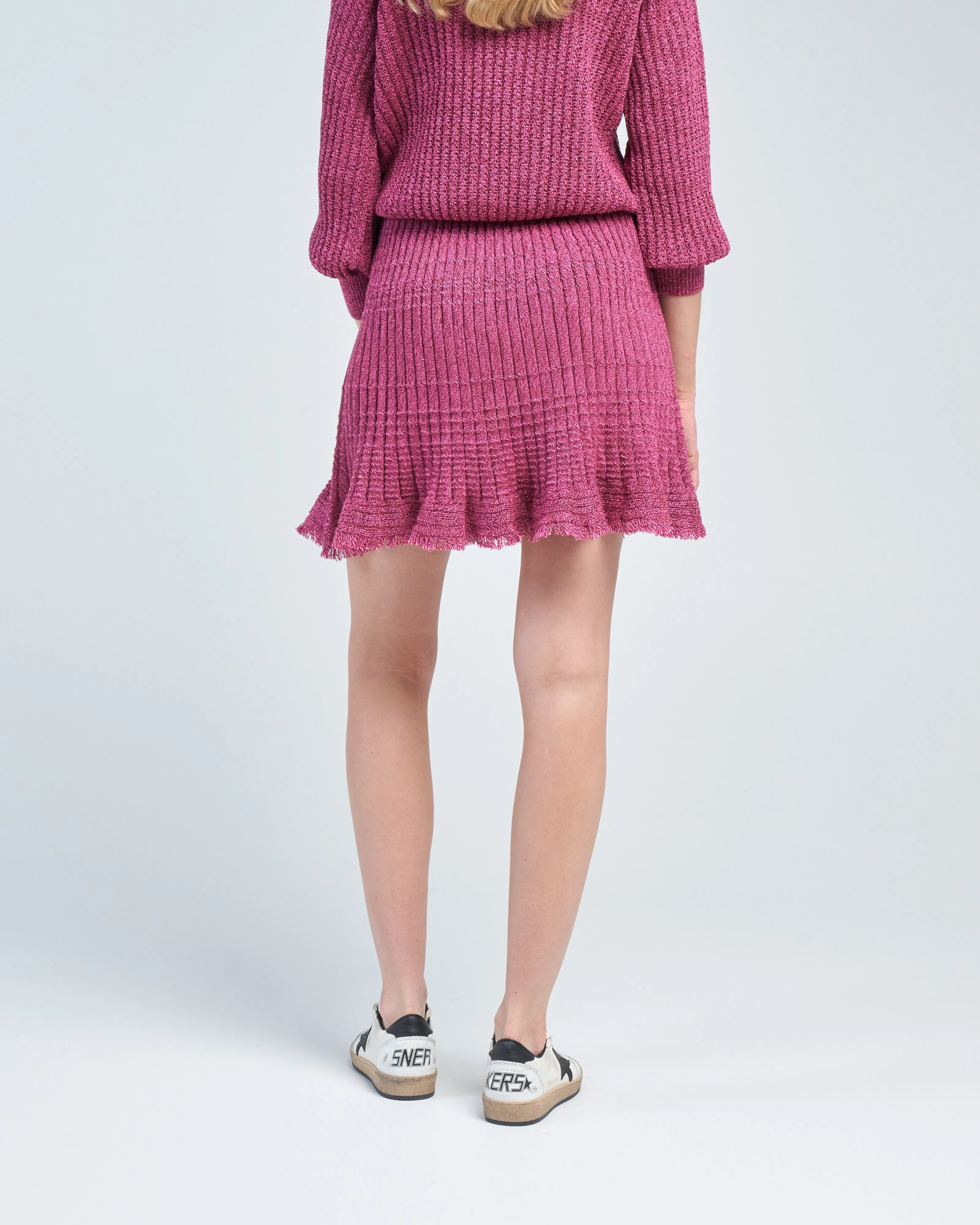 fringed knit mini skirt