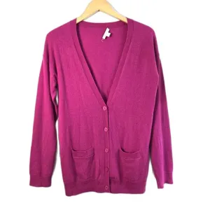 Garnet Hill 100% Cashmere Pink Cardigan Sweater Size M