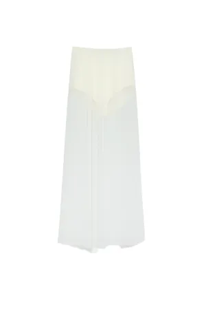 GIA STUDIOS Cream Sheer Midi Skirt with Mini Shorts