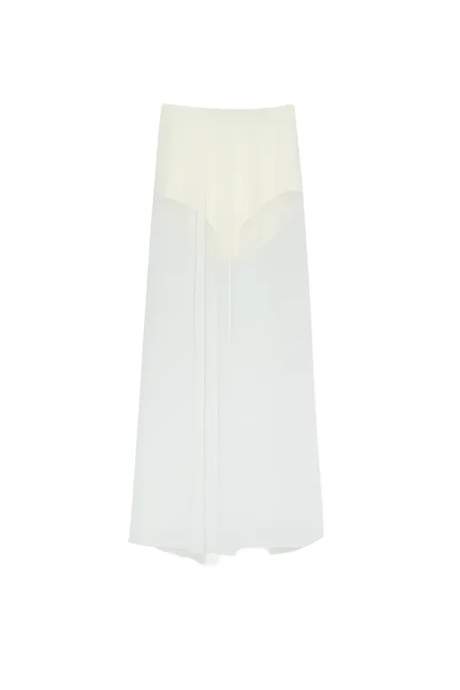GIA STUDIOS Cream Sheer Midi Skirt with Mini Shorts