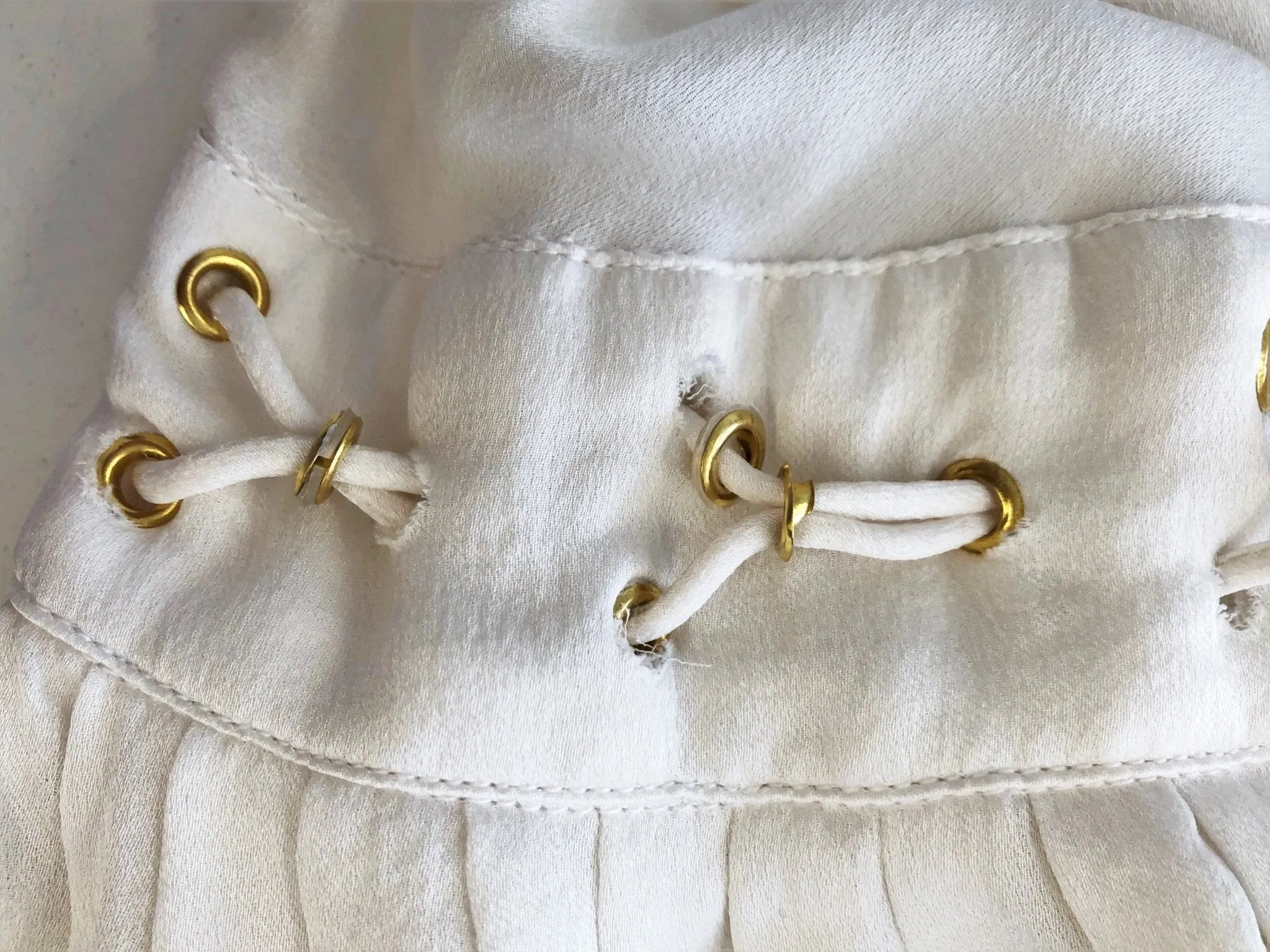 Givenchy Blouse Cream Silk Size 36 Lace-Up Bell Sleeve Top