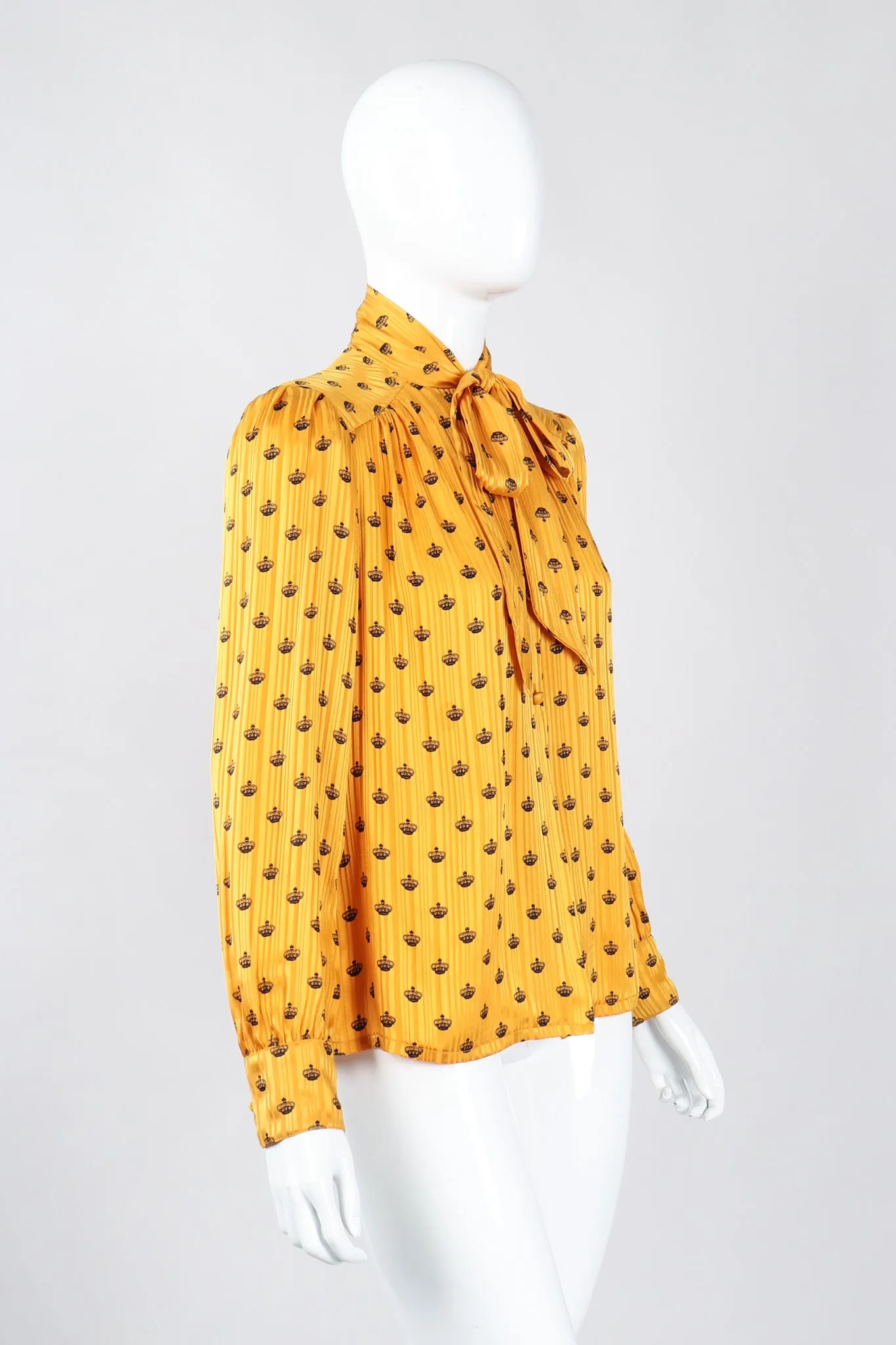 Gold Crown Silk Bow Blouse