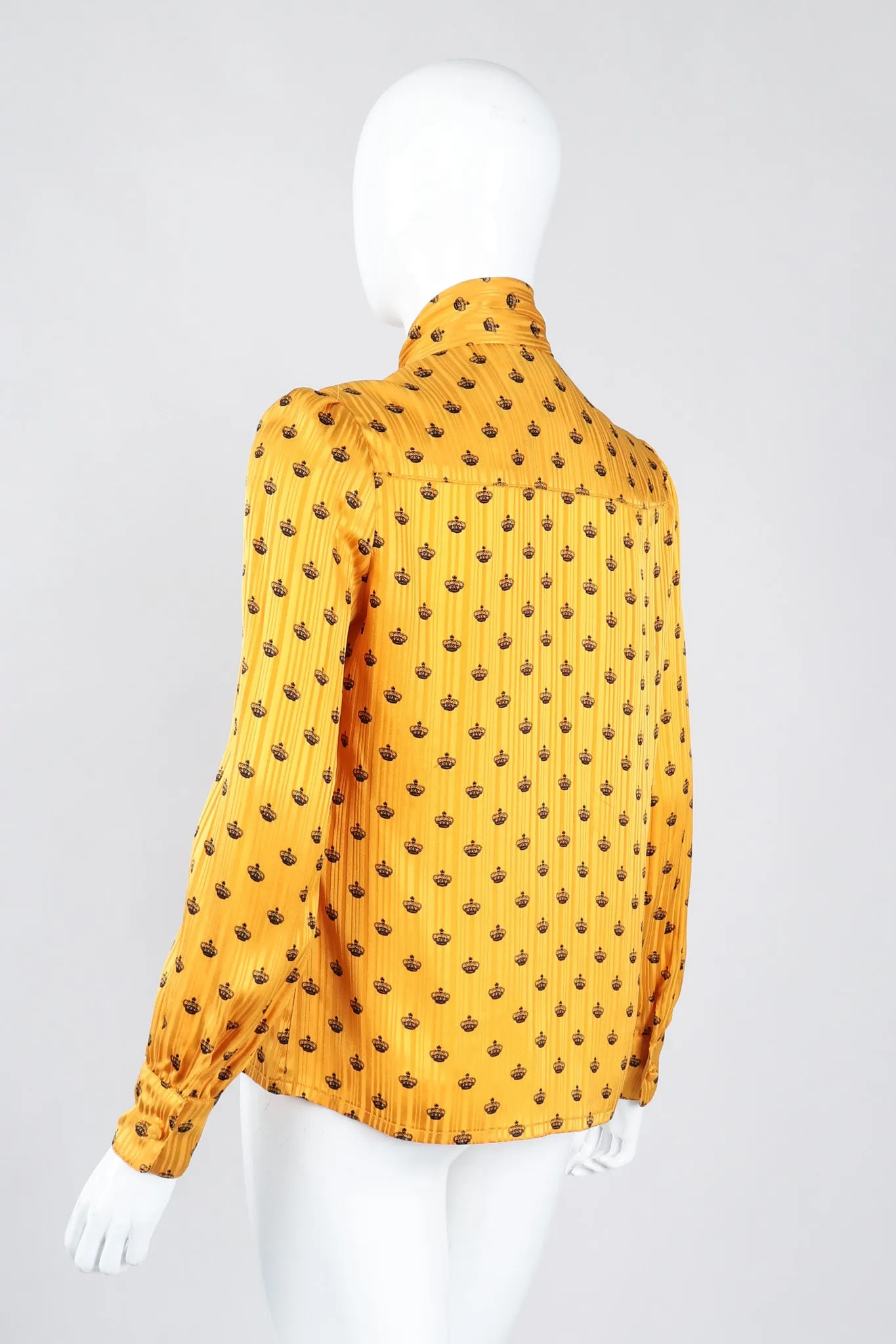 Gold Crown Silk Bow Blouse
