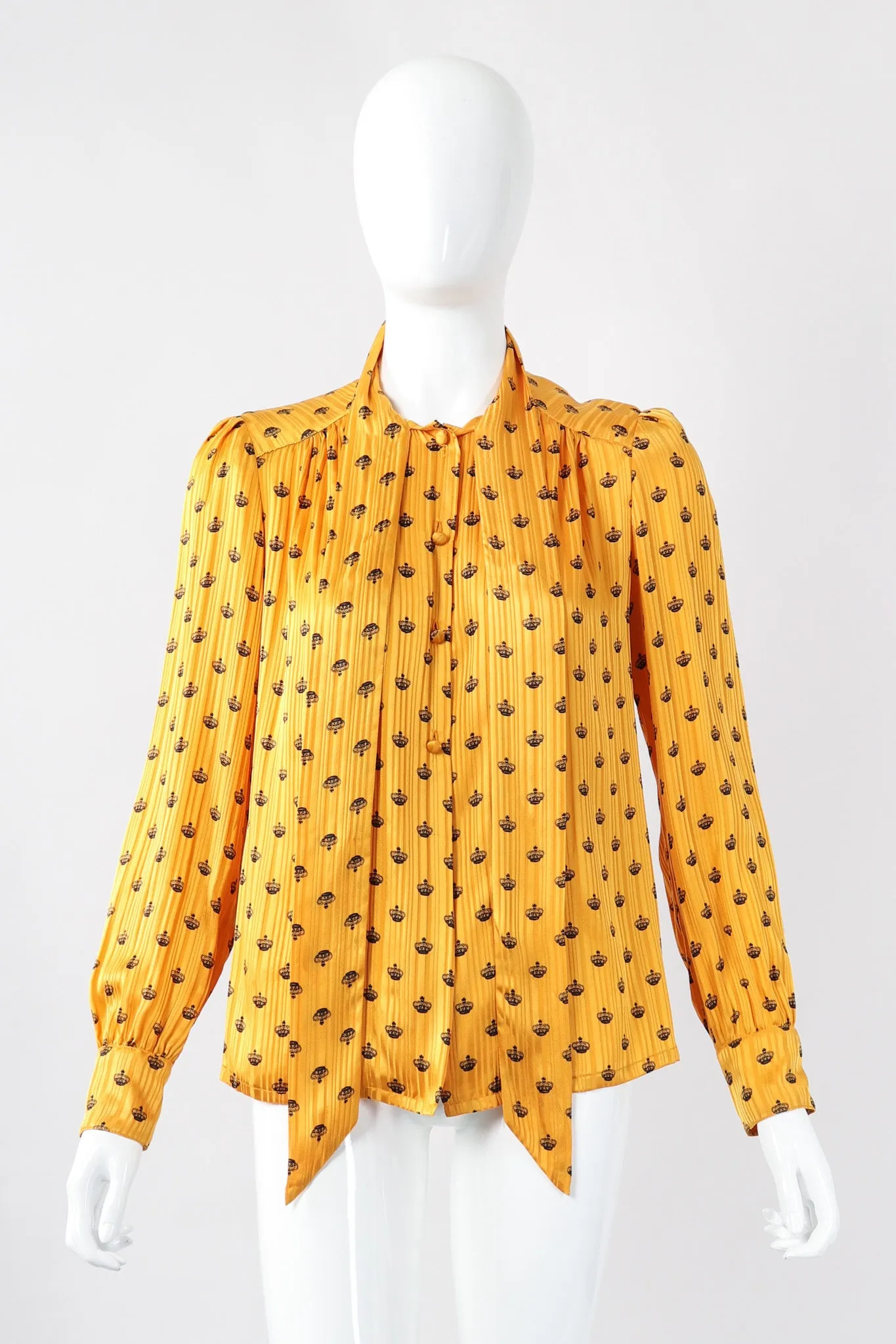 Gold Crown Silk Bow Blouse