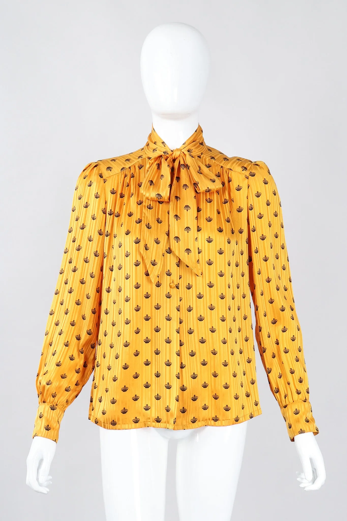 Gold Crown Silk Bow Blouse