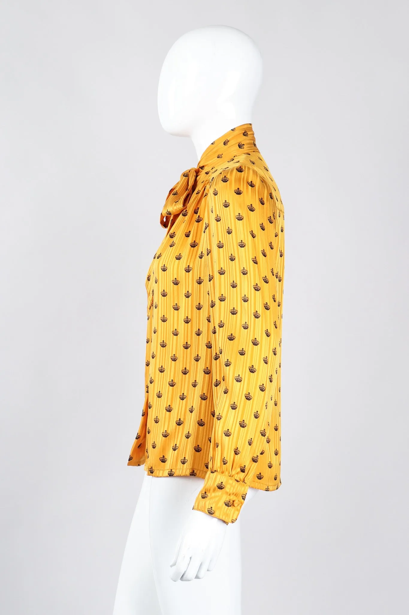 Gold Crown Silk Bow Blouse