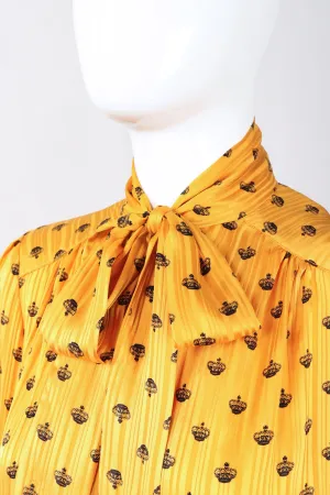 Gold Crown Silk Bow Blouse