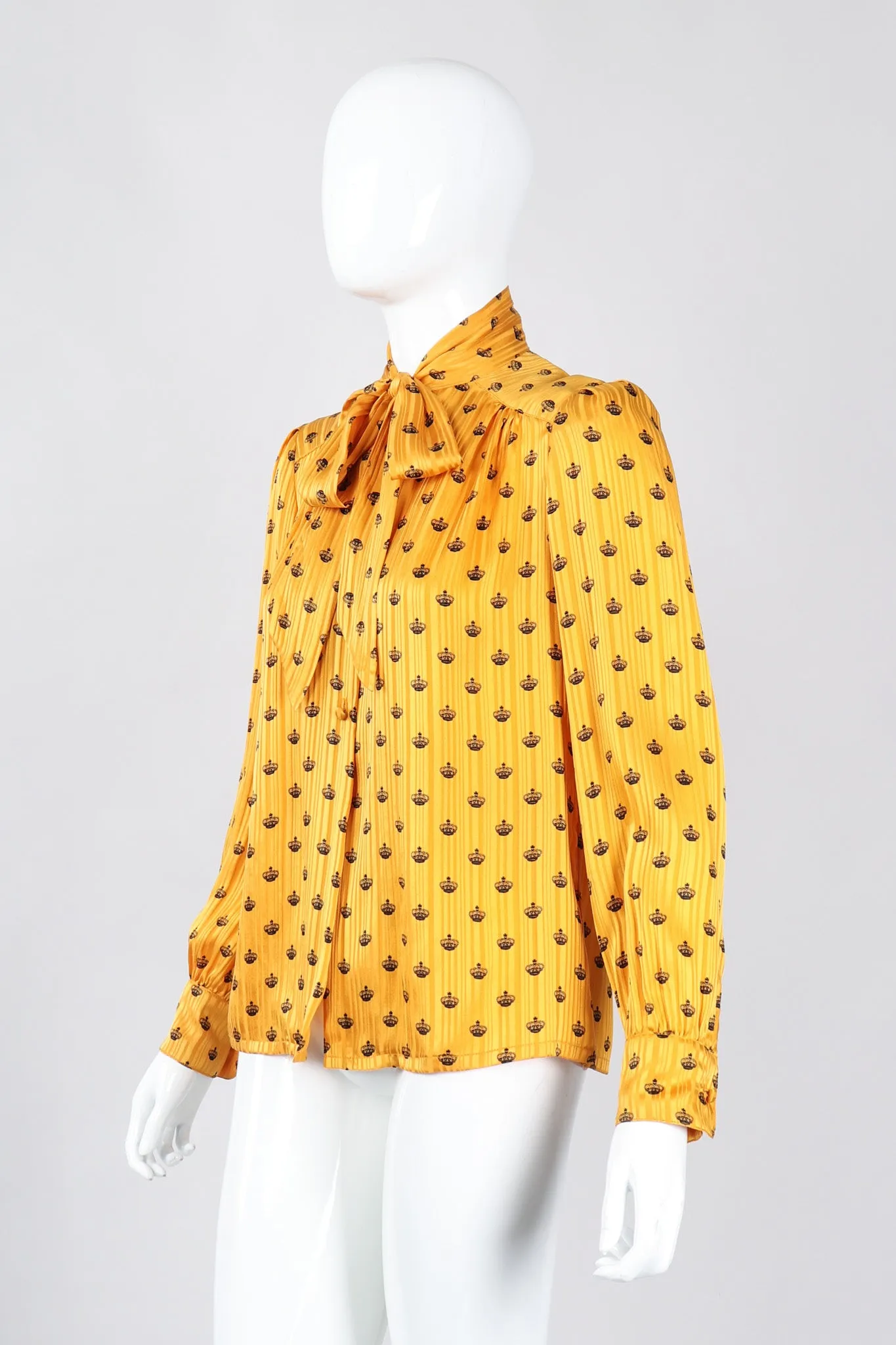 Gold Crown Silk Bow Blouse