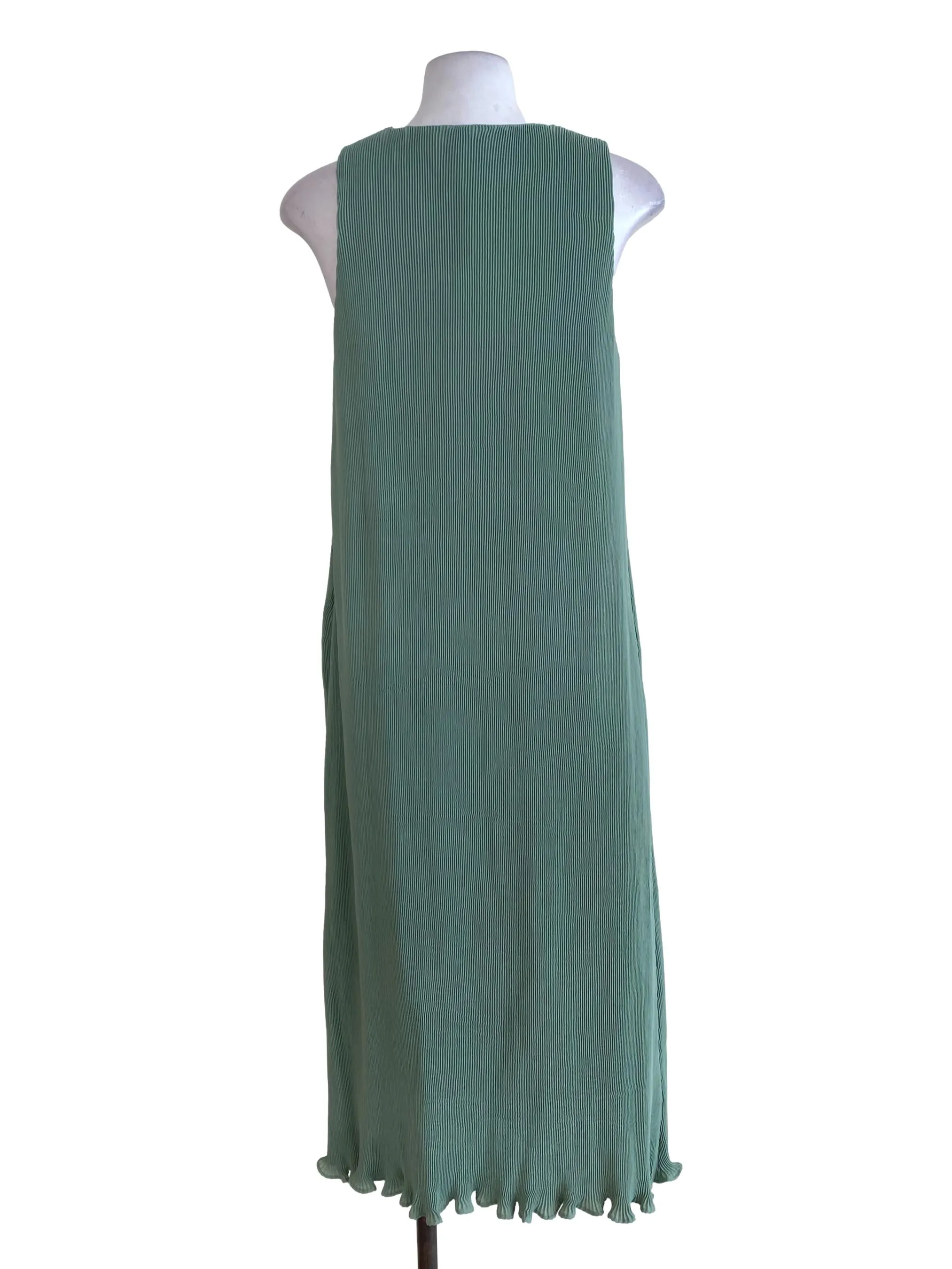 Green Pleated Shift Dress