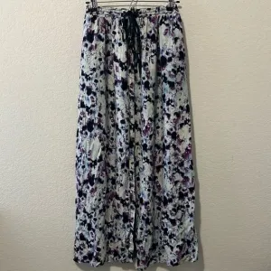 GREYLIN Purple Black and White Watercolor Button Up Maxi Skirt, Size XS