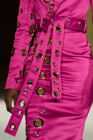 Grommet Midi Pencil Skirt