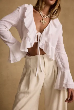 Guilliana White Ruffle Blouse