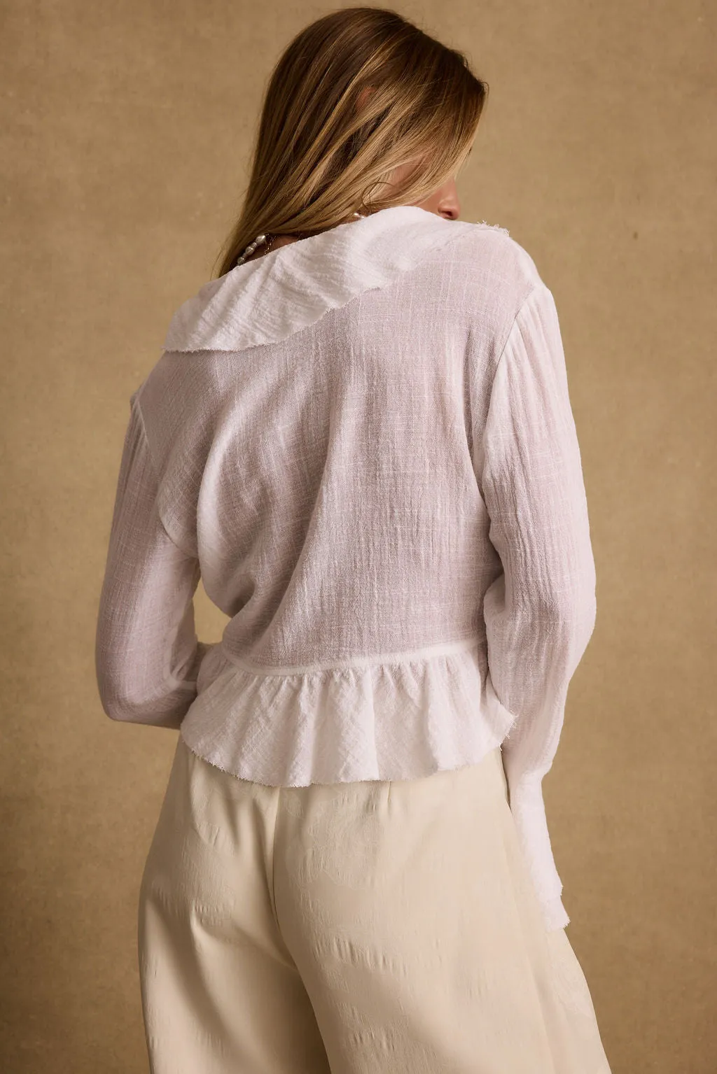 Guilliana White Ruffle Blouse