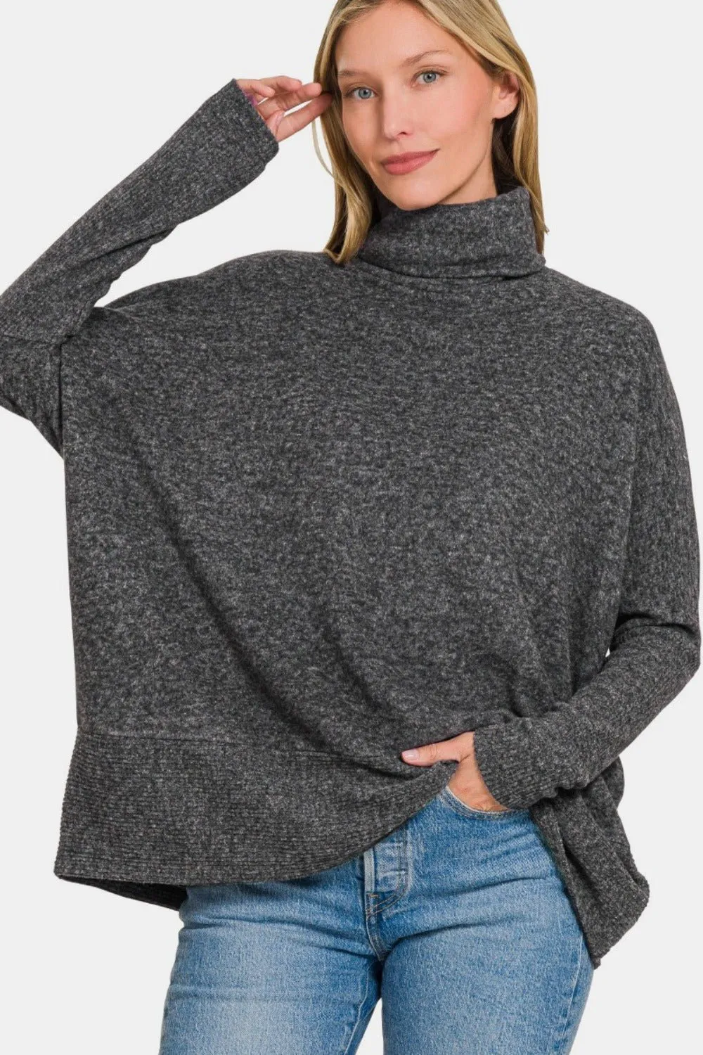 Hacci Turtleneck Sweater - Black