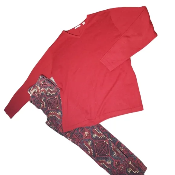 Halogen Merino Wool Blend V-neck Holiday Gorp Solid Color Nordstrom Sweater XL