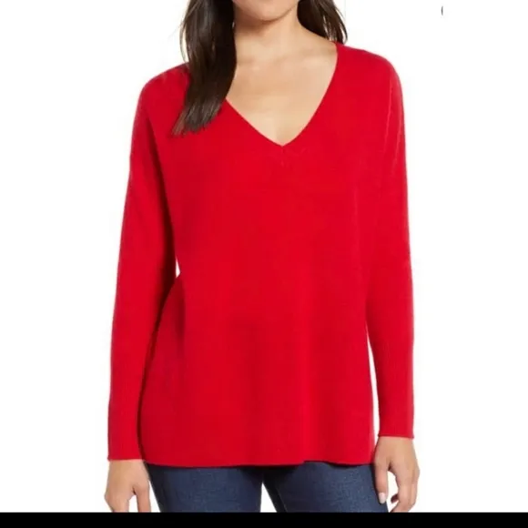 Halogen Merino Wool Blend V-neck Holiday Gorp Solid Color Nordstrom Sweater XL