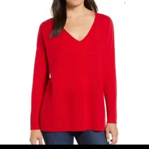 Halogen Merino Wool Blend V-neck Holiday Gorp Solid Color Nordstrom Sweater XL