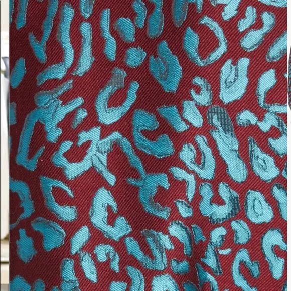HALOGEN X ATLANTIC-PACIFIC Leopard Print Brocade Teal Maroon Size S