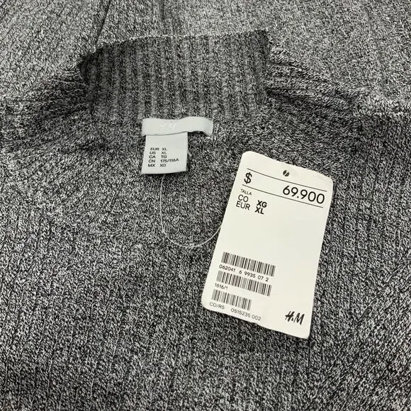H&amp;M Grey Cabled Mock Turtleneck  Sweater Women  XL