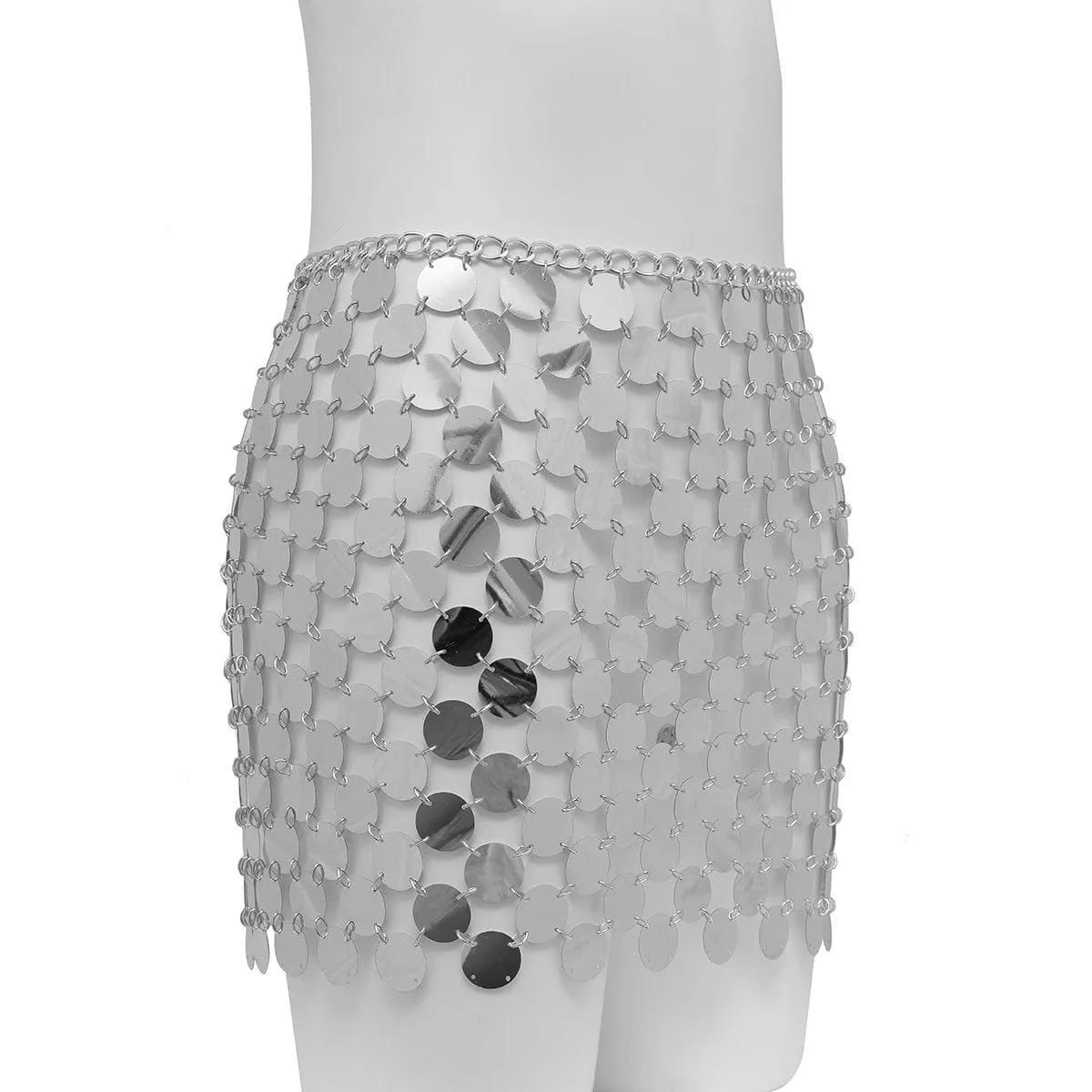 Handmade Glitter Sequins Patchwork Strappy Nightclub Party Mini Skirt