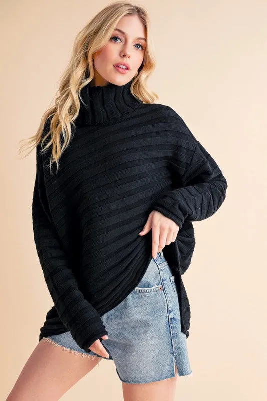 Hazel Blues® |  Aemi   Co Asymmetrical Side Slit Turtleneck Sweater
