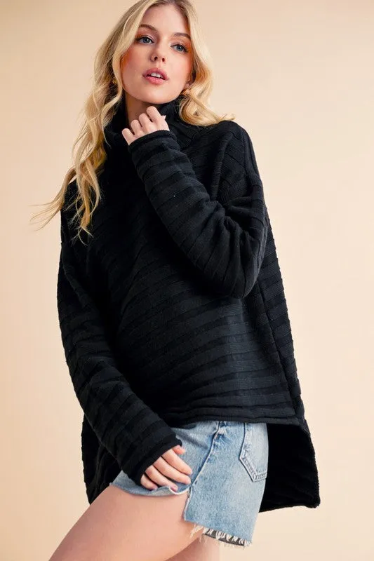 Hazel Blues® |  Aemi   Co Asymmetrical Side Slit Turtleneck Sweater