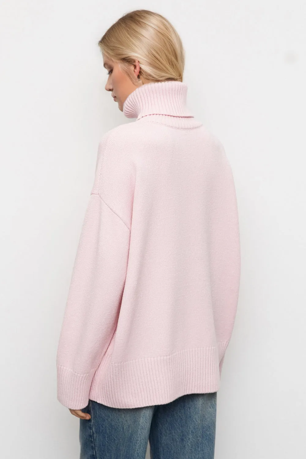 Hazel Blues® |  Basic Bae Turtleneck Dropped Shoulder Long Sleeve Sweater