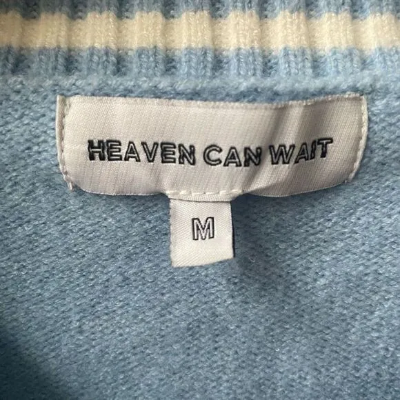 Heaven Can Wait Blue Skyfall Skull Vneck Sweater M