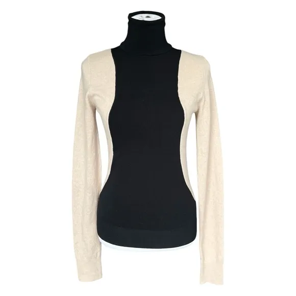 Helmut Lang Colorblock Wool Turtleneck Sweater Women’s Small