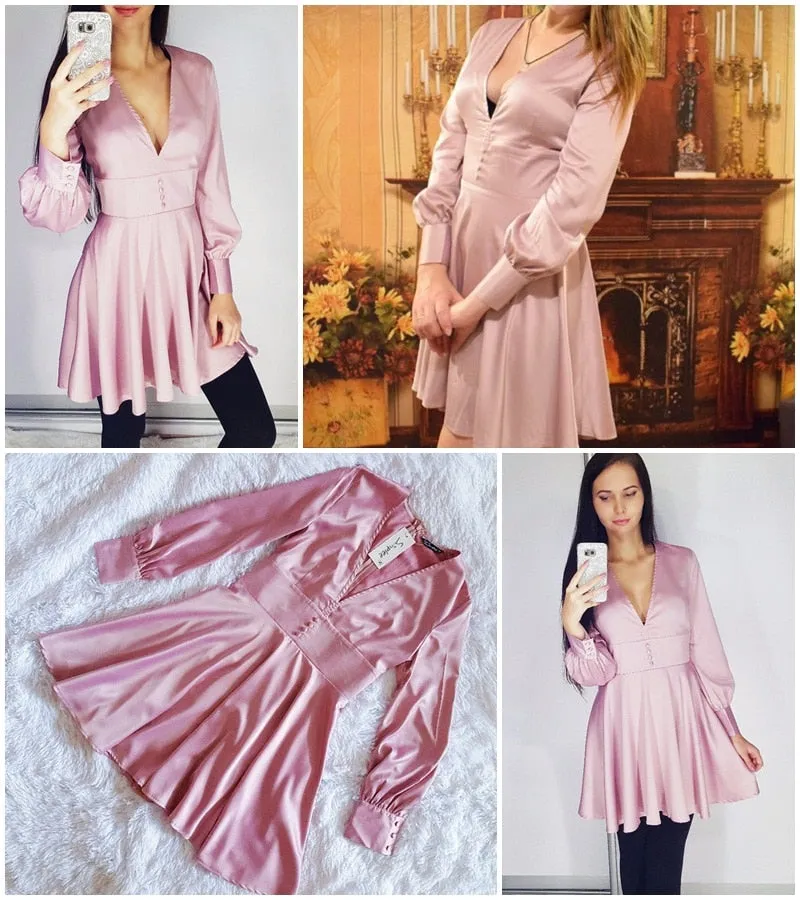 I Love Me Ruffle Mini Dress - Gray Pink