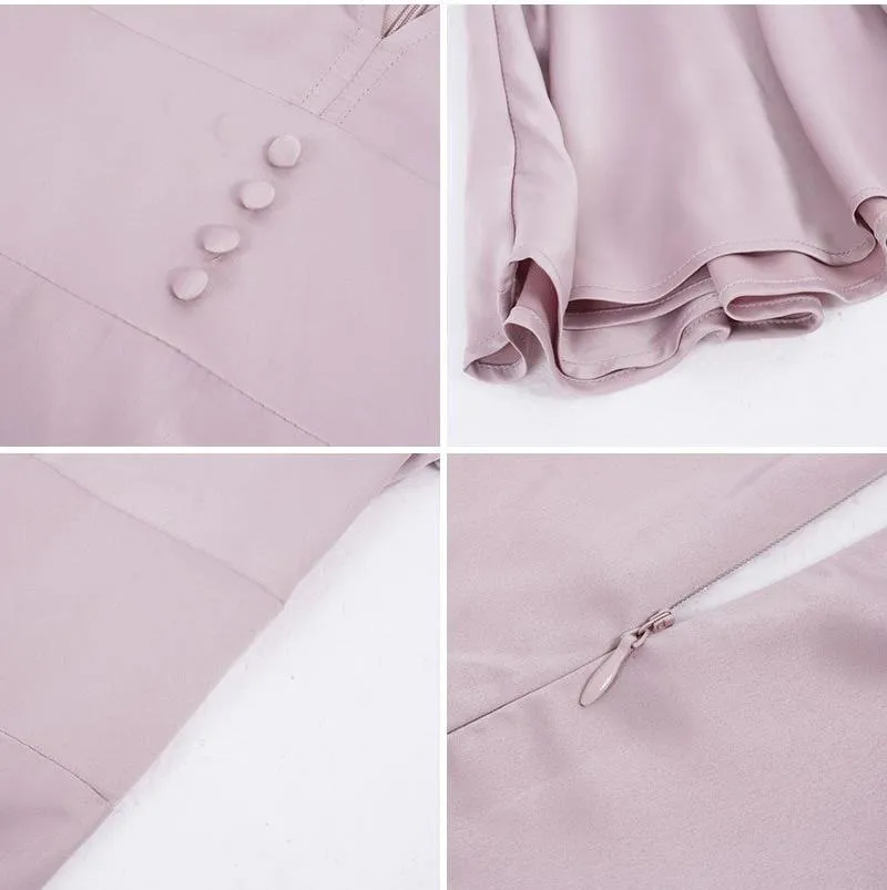 I Love Me Ruffle Mini Dress - Gray Pink