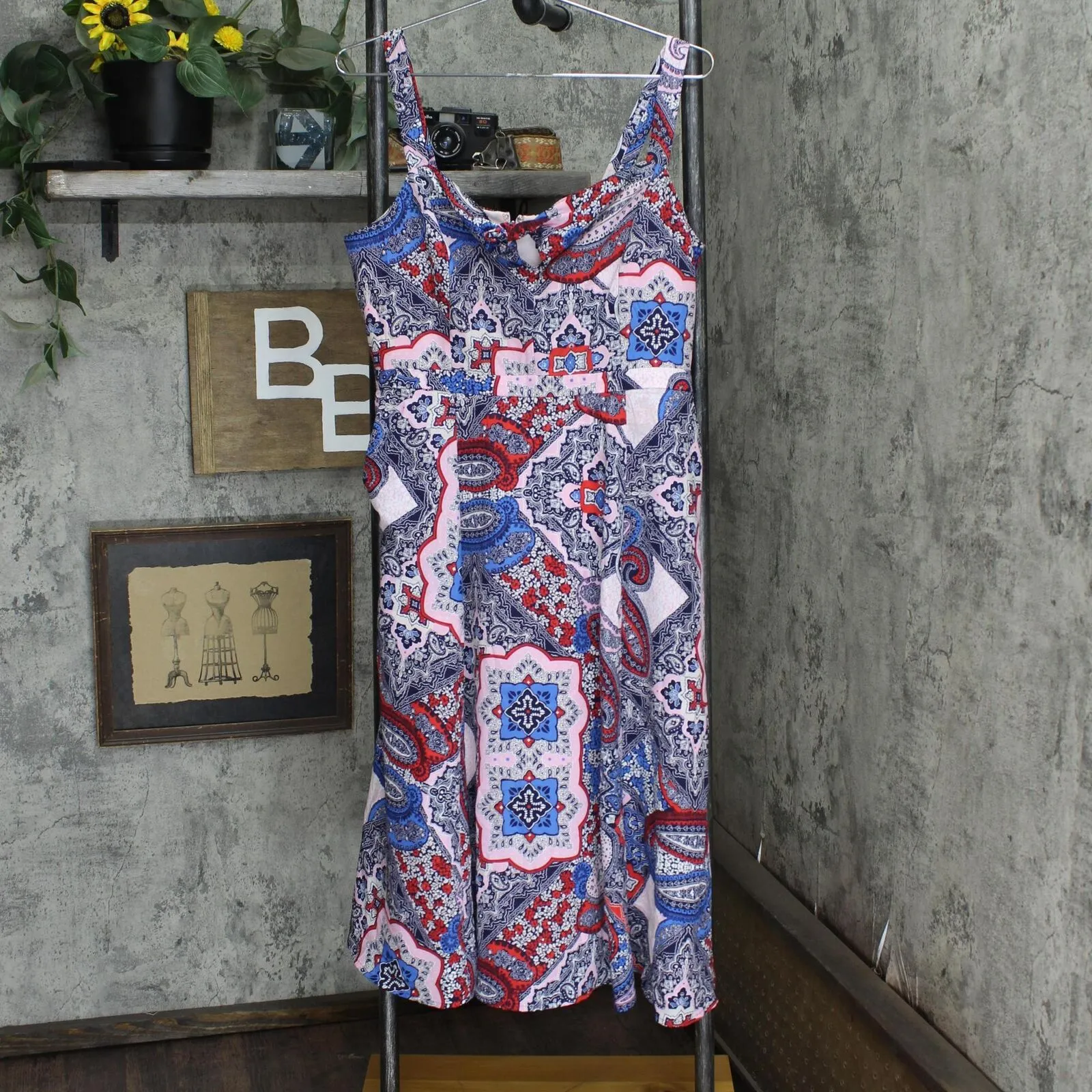 Inc International Concepts Bandana-Print Fit & Flare Dress Blue Multi 10