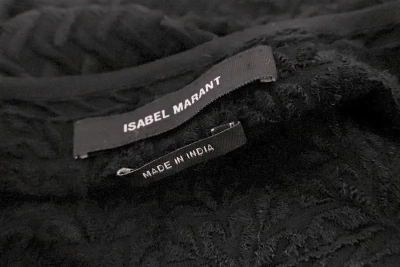 Isabel Marant Blouse Allen Black Embroidered Silk Georgette Size 34 Tassel Top