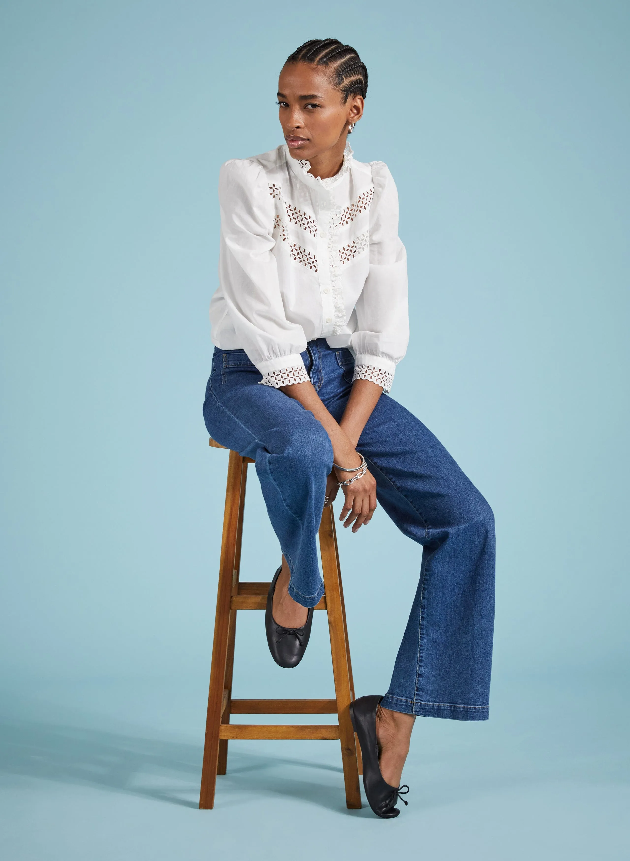 Isamaya Organic Cotton Broderie Detail Blouse | Soft White