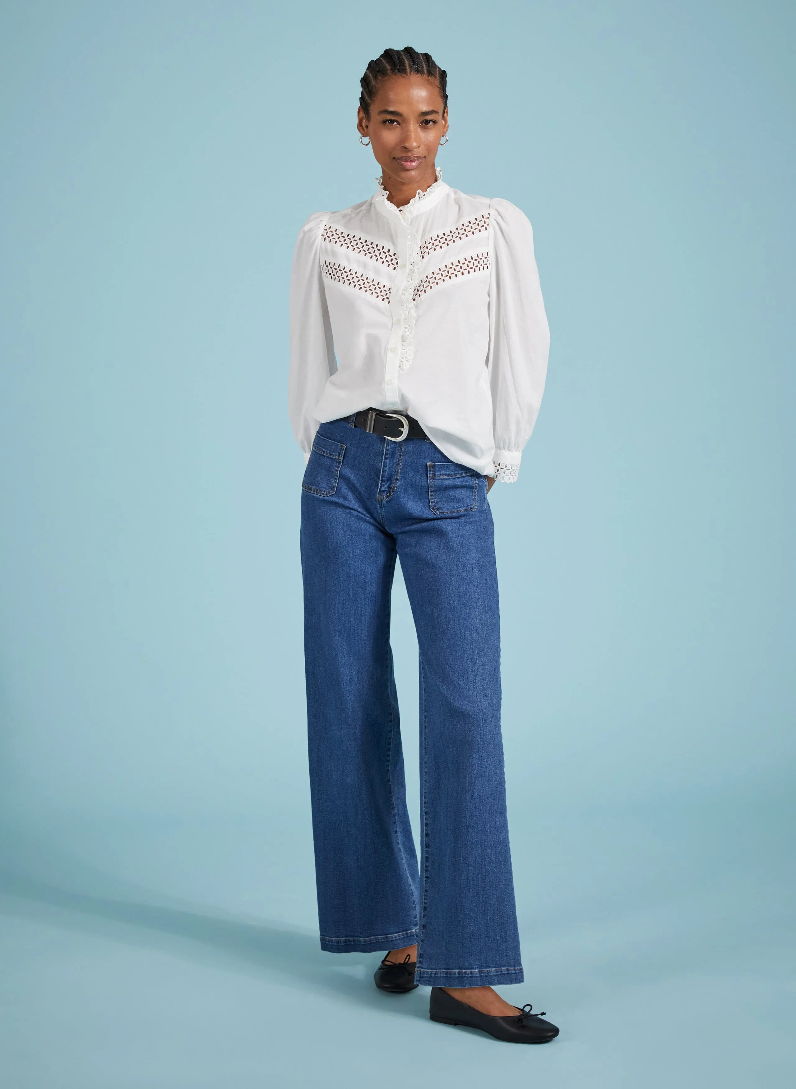 Isamaya Organic Cotton Broderie Detail Blouse | Soft White