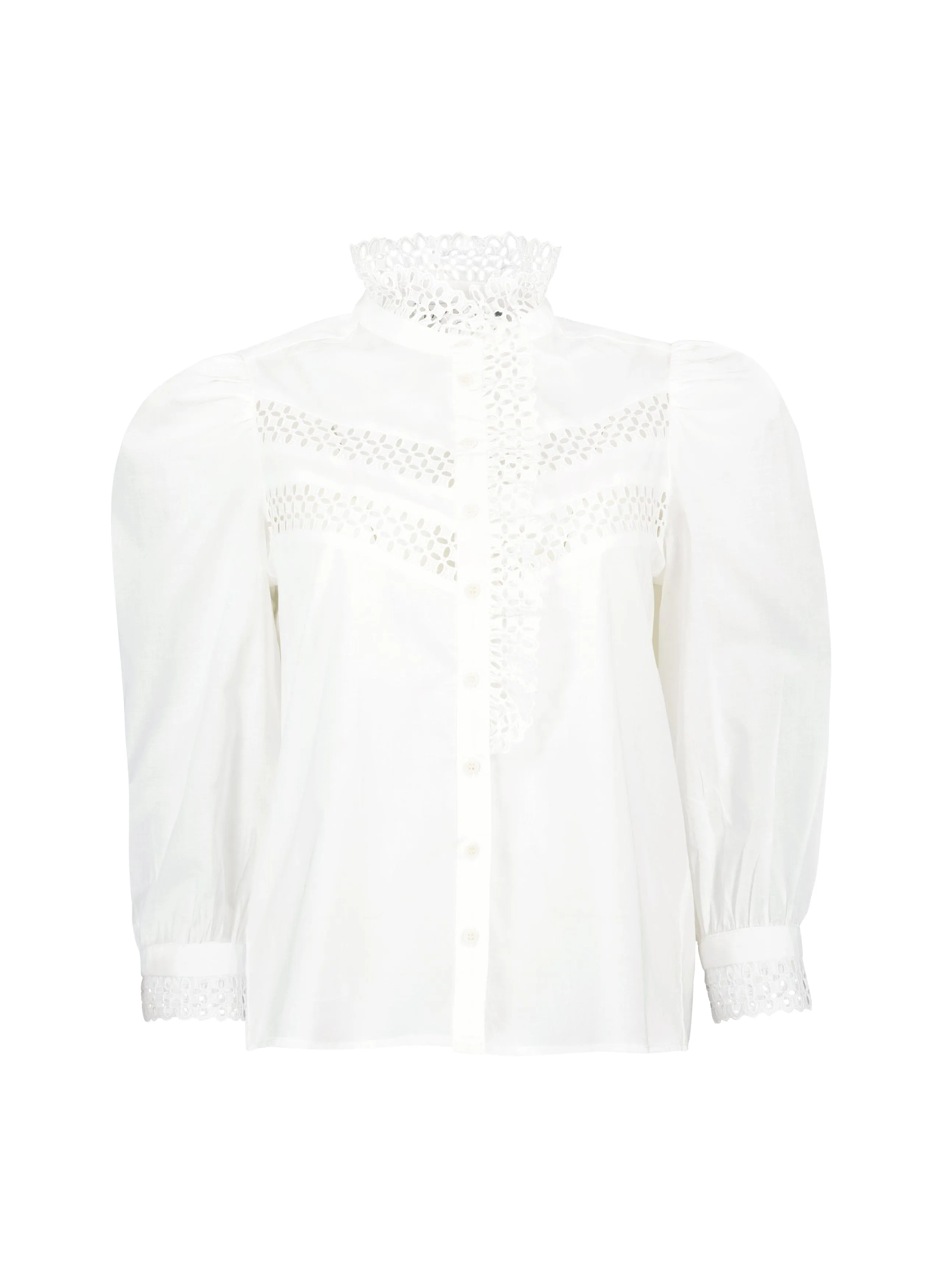 Isamaya Organic Cotton Broderie Detail Blouse | Soft White
