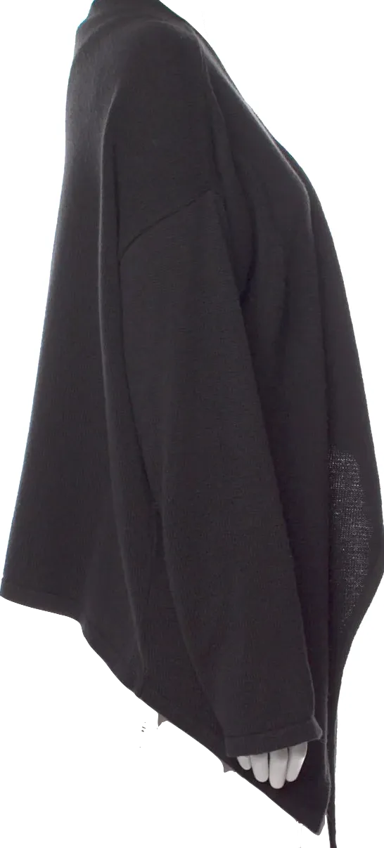 Ivan Grundahl Copenhagen. Black Overlap Cotton Blend V-Neck Sweater