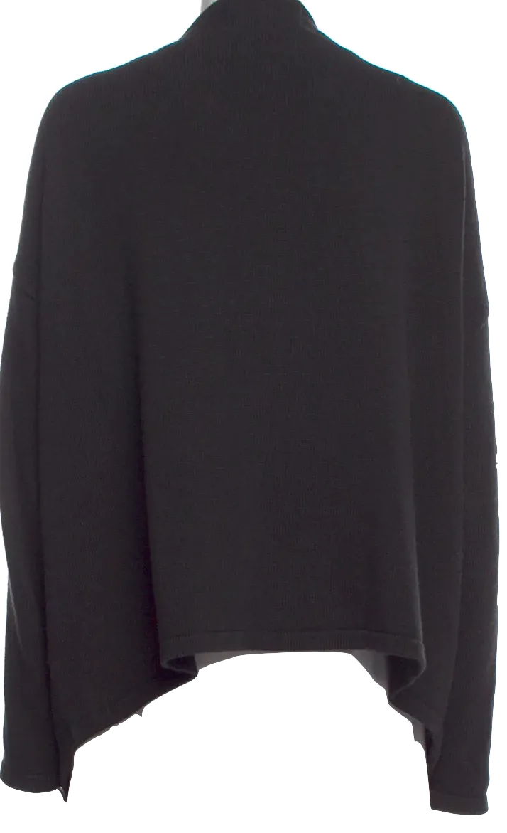 Ivan Grundahl Copenhagen. Black Overlap Cotton Blend V-Neck Sweater