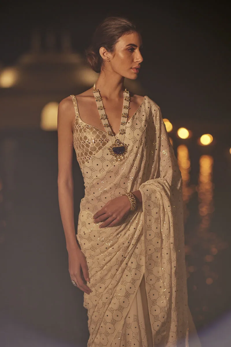 Ivory Mukaish Saree