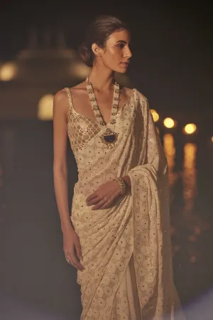 Ivory Mukaish Saree
