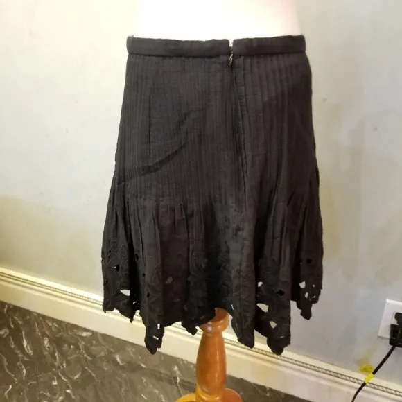 J. Crew Black Eyelet Floral Mini Skirt (K17)