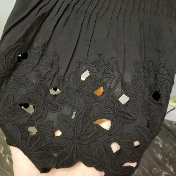 J. Crew Black Eyelet Floral Mini Skirt (K17)