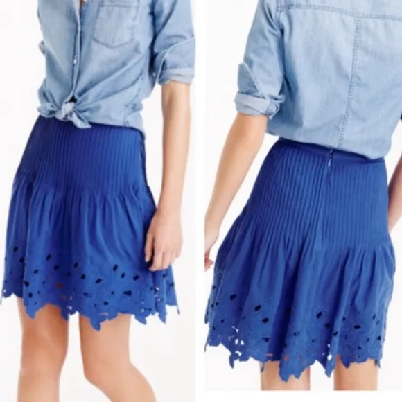 J. Crew Black Eyelet Floral Mini Skirt (K17)