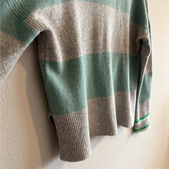 J. Crew Striped Turtleneck Sweater Supersoft Wool Yarn Women’s Small Silver Mint